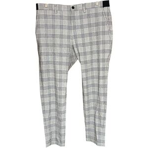Zara Men’s Plaid Dress Pants Trousers Gray Black